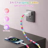 For Iphone Charging Cord 3.3Ft/1M Cute Beaded Phone Charger Cable Mfi Certified 66W Fast Charger Cable Usb C Charging Cord For Iphone 14 13 12 11 Pro Max Xr 8 7 6 Plus For Ipad Pro/Air Colorful