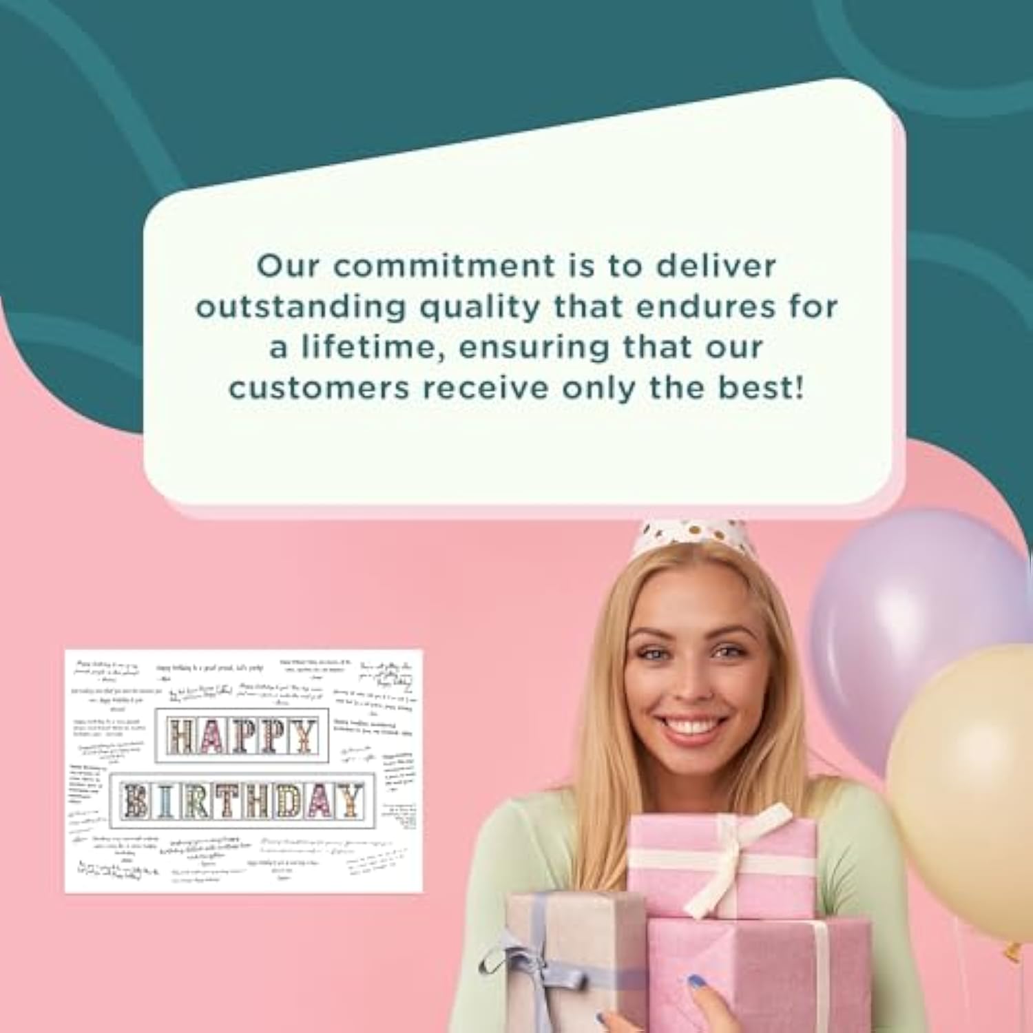 L&O Goods Happy Birthday Card | Guest Book Alternative | Happy Birthday Sign Decorations For Men, Women, Boys, Or Girls | Wall Art Poster | 11X17 Inch | Unframed
