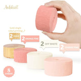 Wedding Party Decorations, 8 Rolls Pink Gold Crepe Paper Streamers For Wedding, Bachelorette, Birthday, Baby Bridal Shower, Valentines Day Party Backdrop Decorations, 82Ft Long