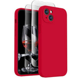 Case, Silicone Upgraded [Camera Protection] Phone Case With [2 Screen Protectors], Soft Anti-Scratch Microfiber Lining Inside, 6.1 Inch, Deep Red
