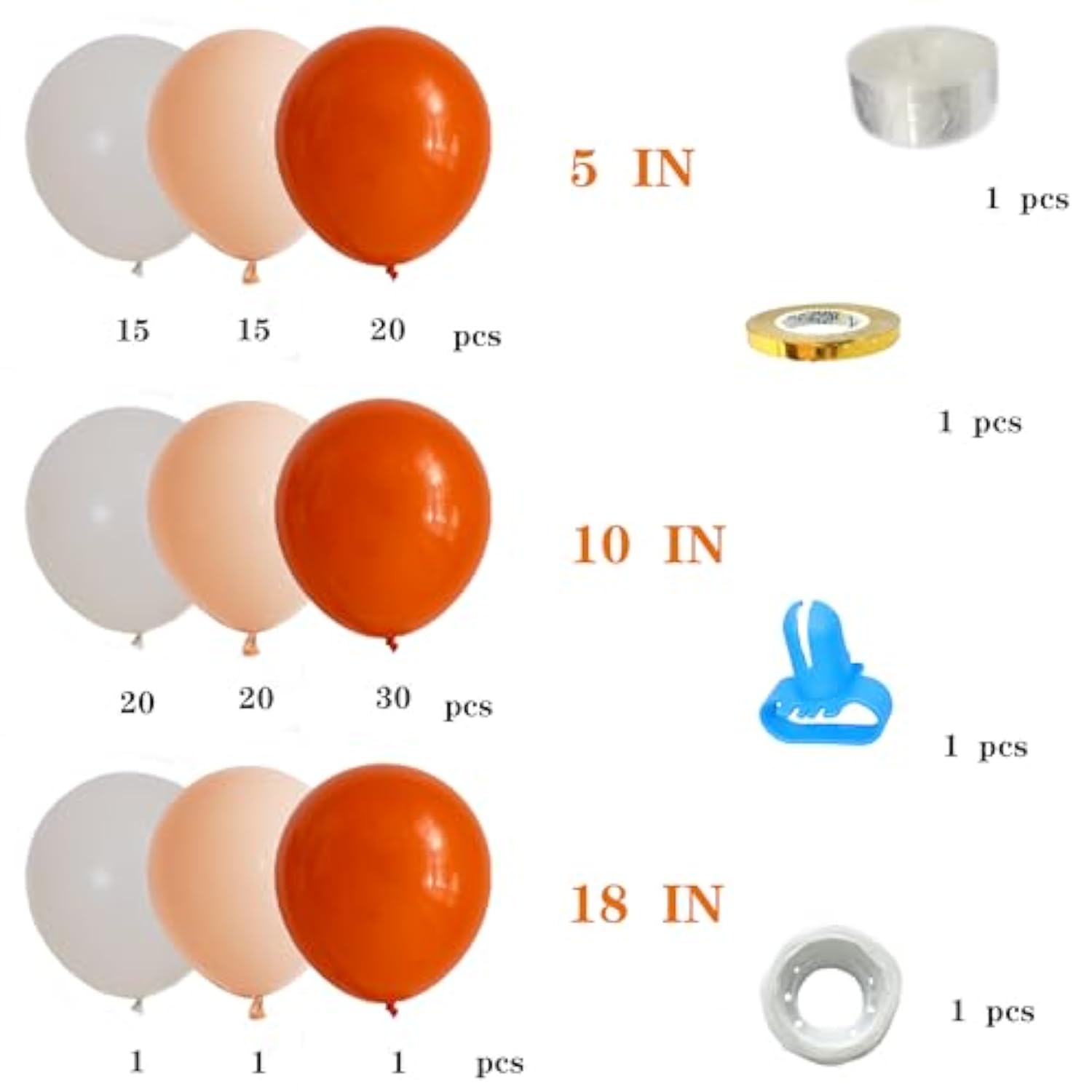 Thanksgiving Balloon Arch Kit with Orange Off-White Apricot Balloons for Fall Party