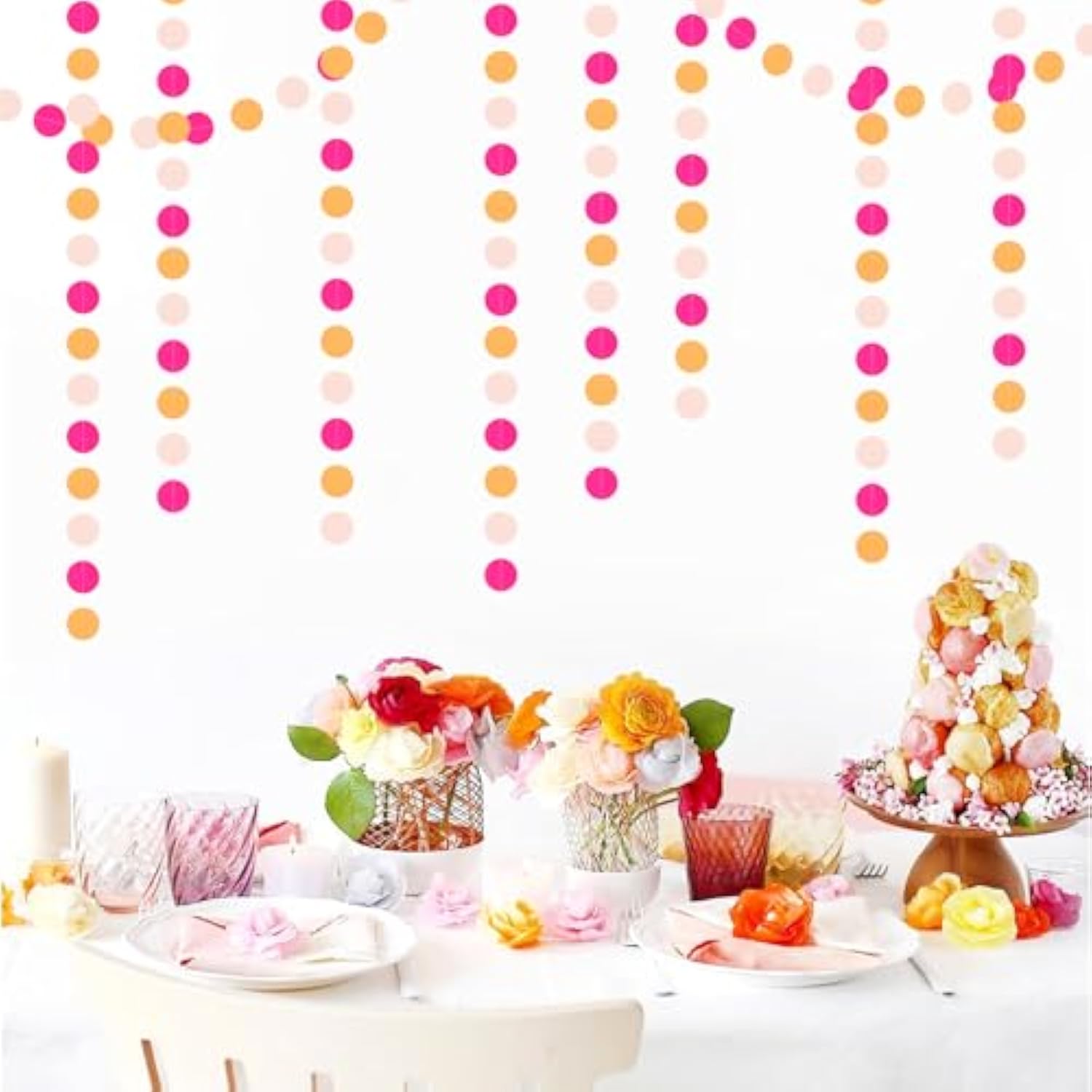 64Ft Hot-Pink/Orange Fall Party Garland Sunset Autumn Thanksgiving Backdrop Decor