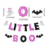Halloween Little Boo Balloon Arch Kit- Rose Pink Purple Balloons With Cute Ghost Balloons Little Boo Banner Bat Wall Stickers For Baby Shower Birthday Party Halloween Party Decoration