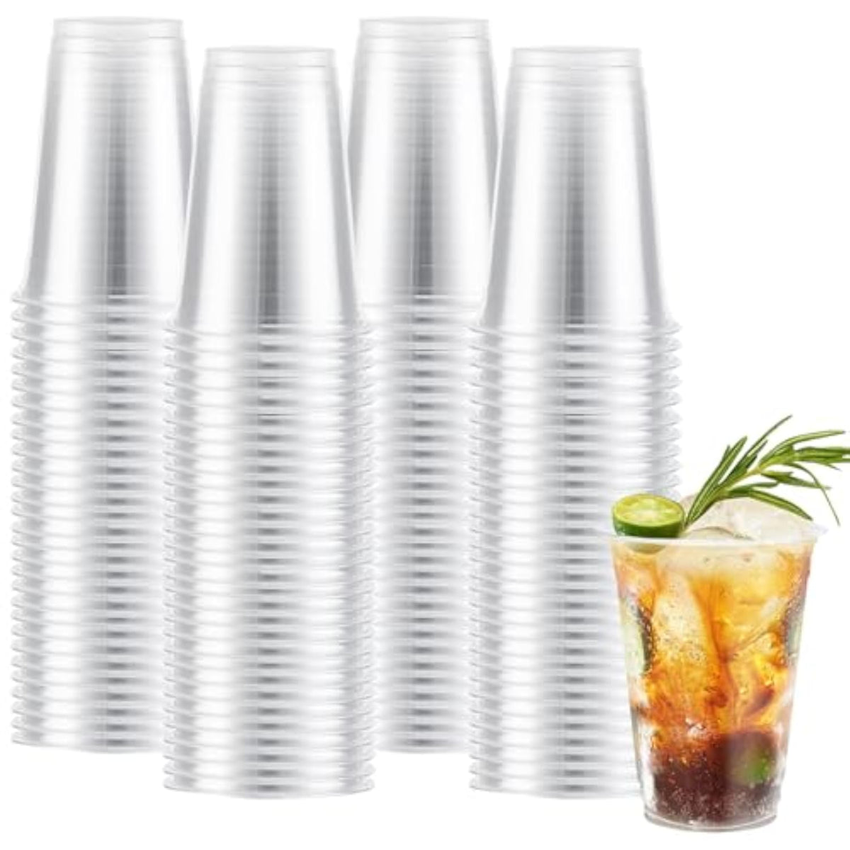 12 Oz Clear Plastic Cups, 300 Count Disposable Coffee Cups No Lids, 12 Ounce Cold Plastic Party Cup Bulk, Pet Clear Cup For Iced Coffee, Smoothie, Cold Beverage