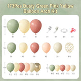 Dusty Pink Balloon Arch Kit: Peach, Green & Gold Party Garland