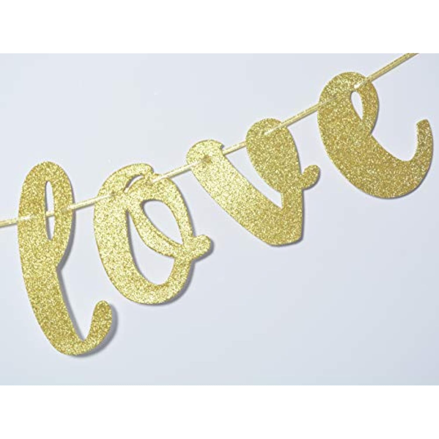 Wedding Banner Hanging Garland For Bachelorette, Engagement Or Wedding Party Decorations Bridal Shower Photo Prop Sign (Gold Glitter)