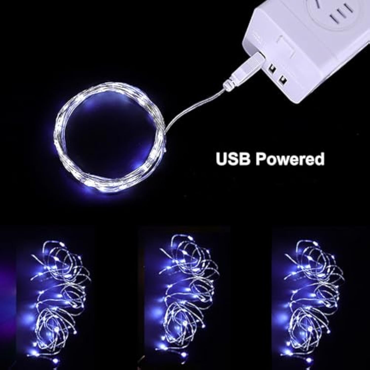 2M 20 Leds Fairy String Lights, Usb Powered String Light For Desk Office Christmas Tree Party Decoration (White, 2)