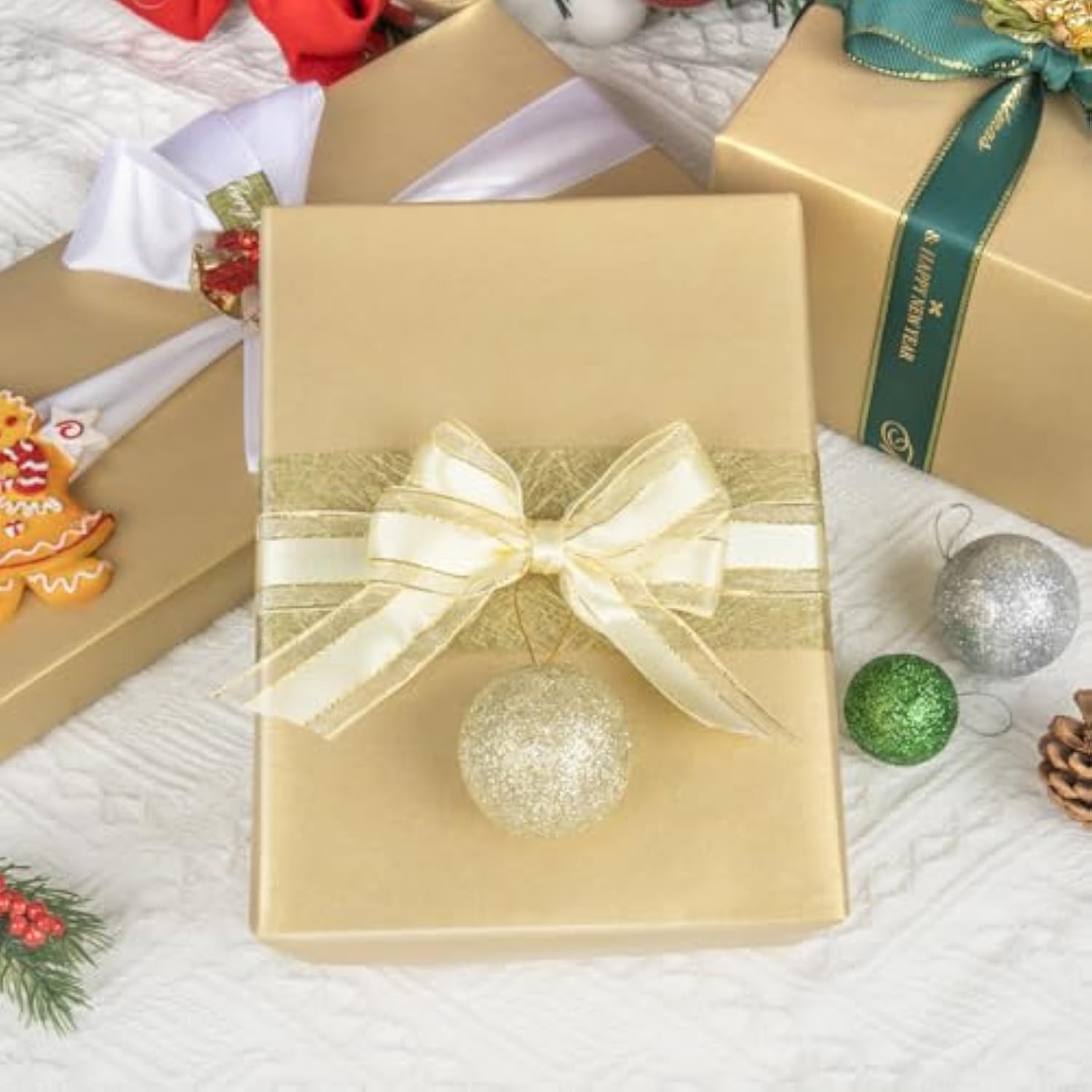 Gold Matte Wrapping Paper,Solid Color Pearly-Lustre Paper,Gift Wrapping Paper,Perfect For Wedding,Valentine'S Day,Birthday, Christmas,Baby Shower,Diy Bouquet (17 Inches X 32.8 Feet)