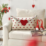 Valentine'S Day Envelope Throw Pillow Cover, 12 X 20 Inch Red Heart White Anniversary Wedding Cushion Case Decoration For Sofa Couch