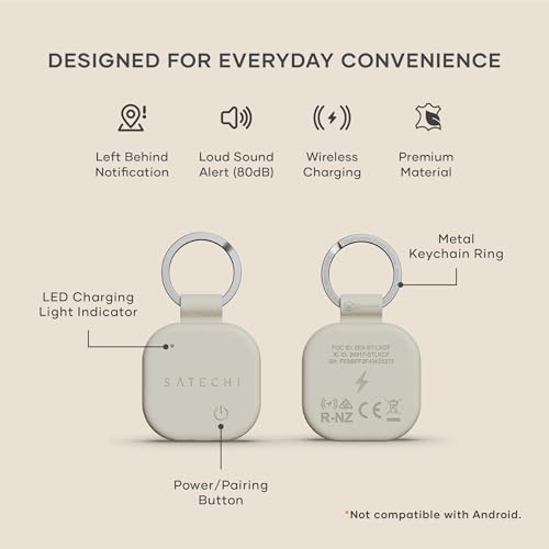 Findall Keychain With Find My, Wireless Rechargeable, Location Tracker, Left-Behind Alerts, Loud Audible Chime, Works With Iphone, Ipad, Mac Sand