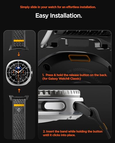 Spigen Athlex Air Designed for  Galaxy Watch 8 44/40mm, 8 Classic 46mm Band Adjustable Solo Loop Strap (2025) - Active Black