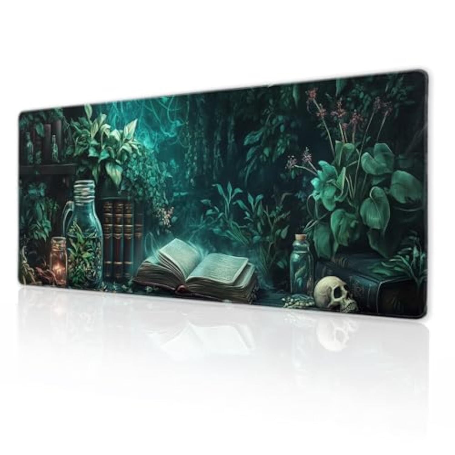 Dark Academia Mouse Pad Gothic Plant Extended Desk Mat Spooky Witchy Large Xl Mousepad Non-Slip Rubber Base Stitched Edge Long Keyboard Pad For Desk Gaming Laptop Desktop 31.5X11.8 Inch