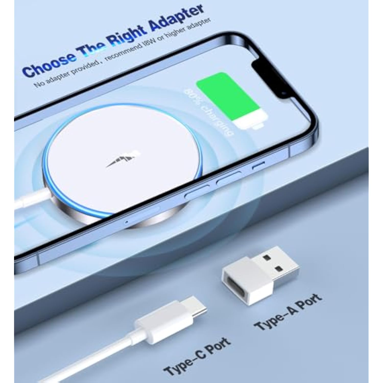 Magnetic Wireless Charger 15W Fast Charging Mag-Safe Charger For Iphone 15/14/13/12 Pro/Max/Plus/Mini And Airpods 3/2/Pro 2/Pro Portable Magnet Charger Pad With Dual Charging Ports