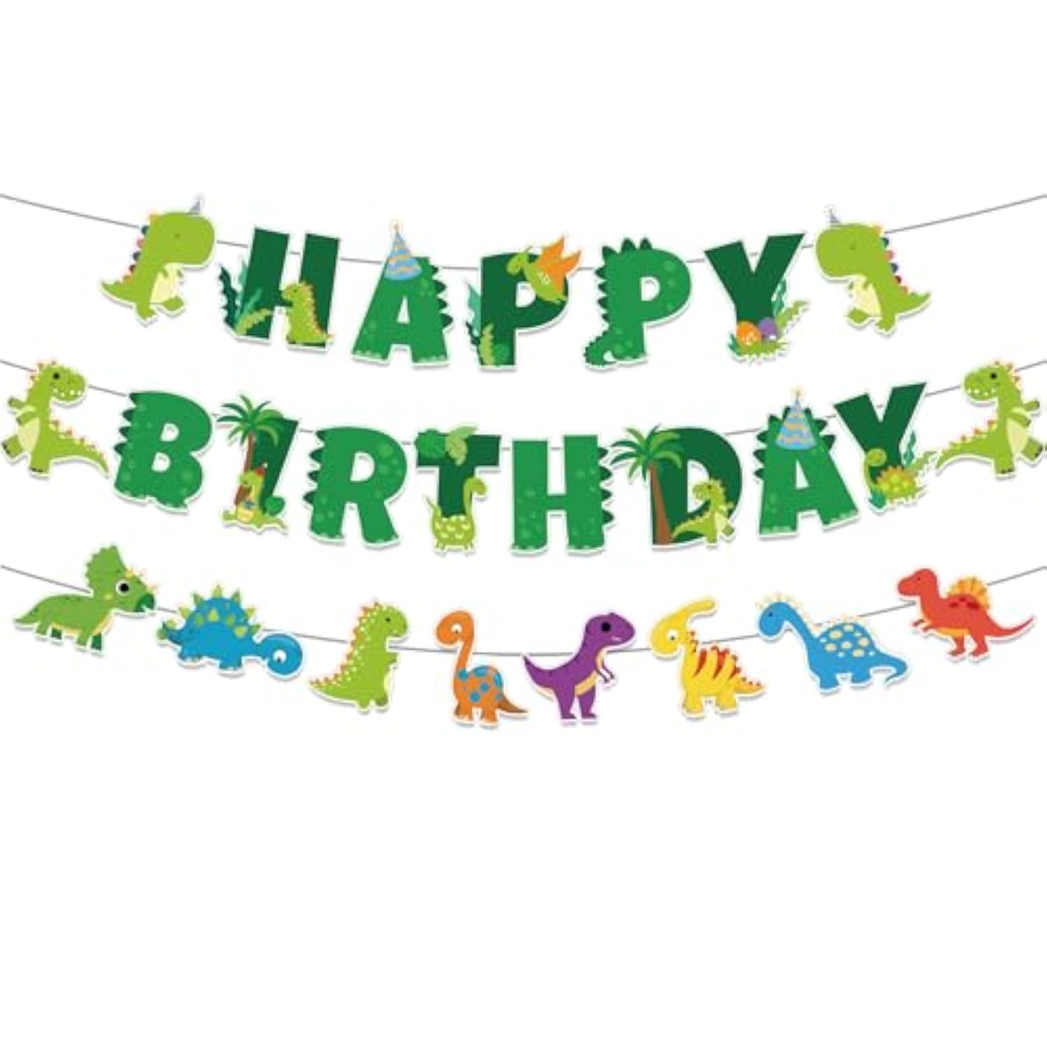 Dinosaur Happy Birthday Banner Cute Dino Garland Kids Party Decorations