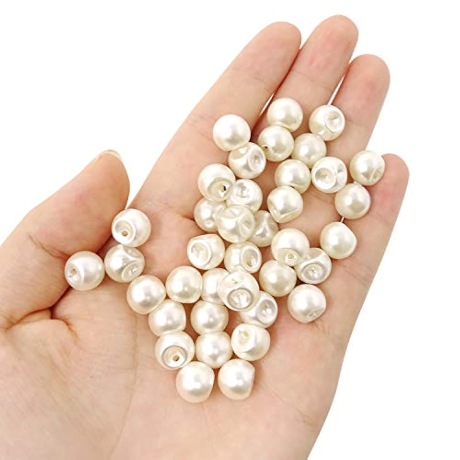 100Pcs Plastic Round Pearl Buttons Sewing Buttons With Hole Pearl Bead