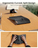 Bluetooth Ergonomic Keyboard, Ek04 Mini Compact Wireless Ergonomic Keyboard, Hard Palm Rest, Multi-Device, Split Design, Rechargeable, Compatible With Windows, Mac Os - Black