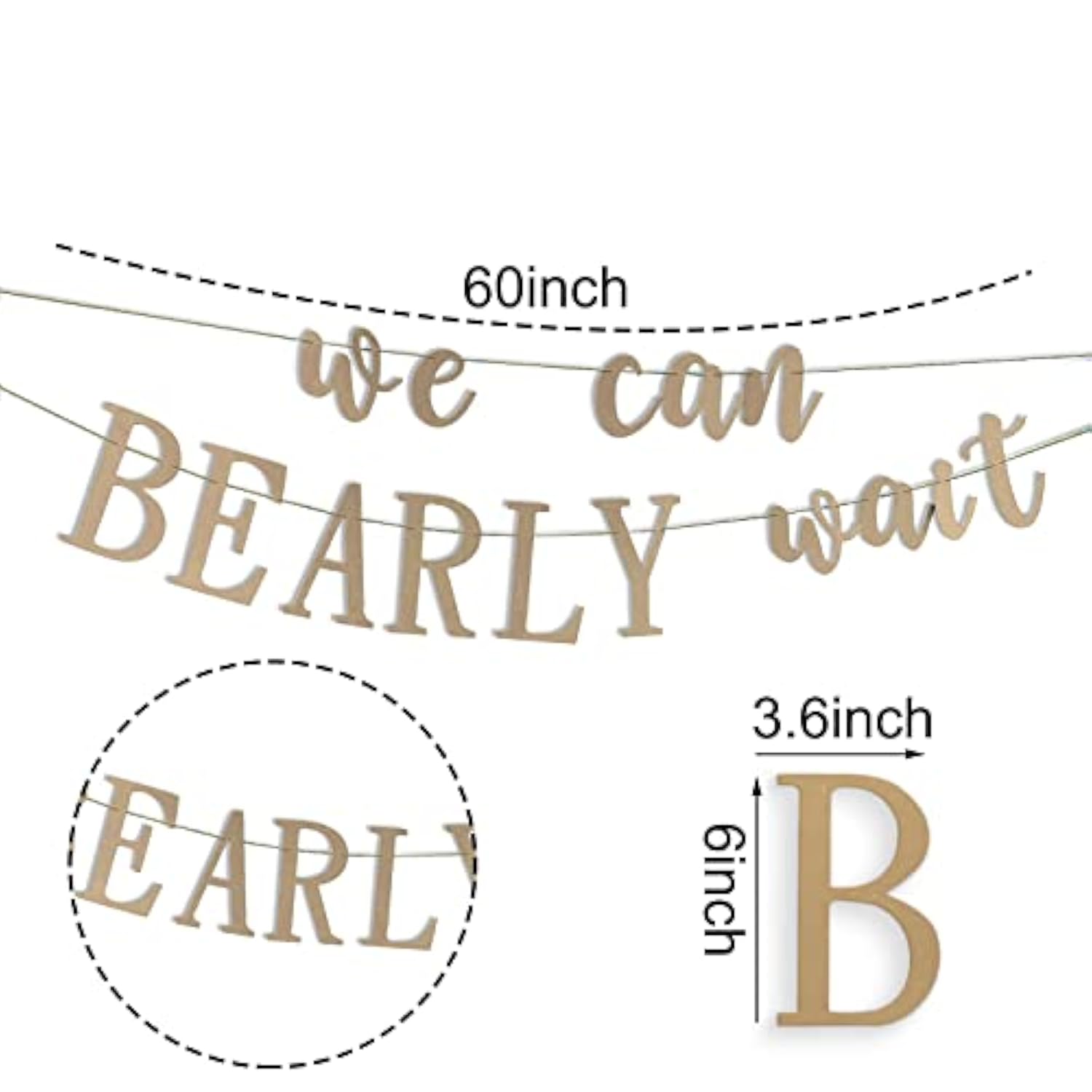 We Can Bearly Wait Baby Shower Decorations Teddy Bear Baby Shower Banner Sign Gender Reveal Neutral Party Garland Nursery Decoration Photo Props (Kraft)