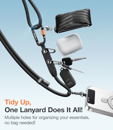 Phone Lanyard with Hanging Loops, Adjustable Anti Theft Phone Strap Crossbody for iPhone 17 Pro Max,Skin-Friendly,2 Tabs, Universal Cell Phone Neck