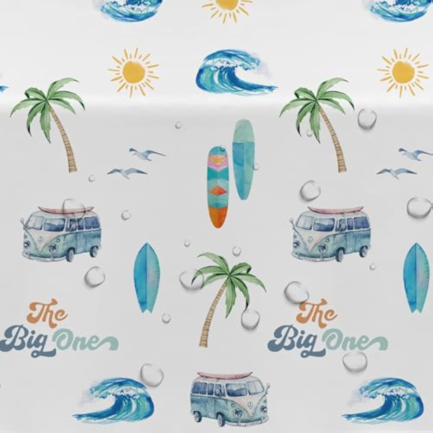 Surf First Birthday Party Supplies Boy Tablecloth, Surfing The Big One Birthday Decorations Tablecover, Summer Beach Surf Table Decorations Table Cloth, 3 Pack (54In X 108In)