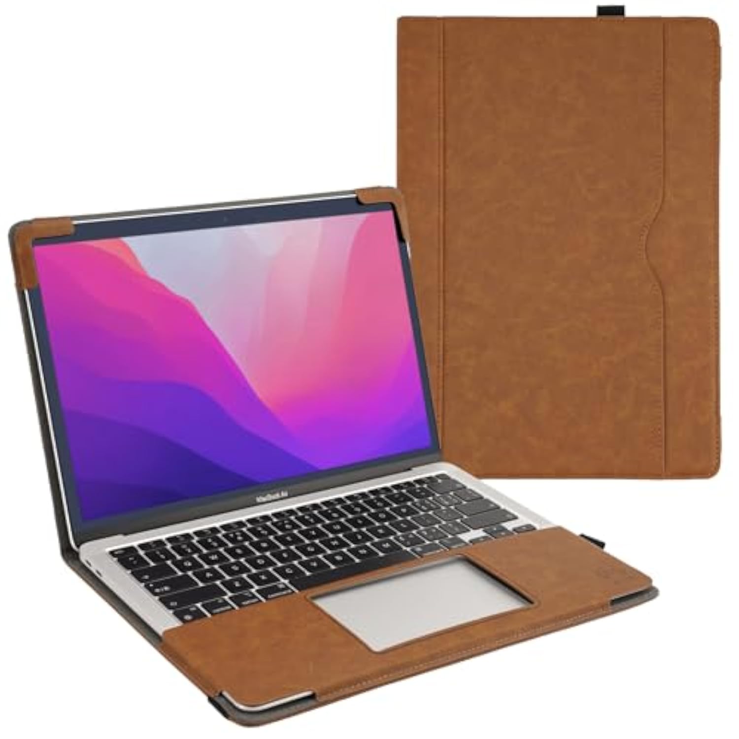 Tytx Compatible With Macbook Air 13 Inch Leather Case, For Model A2337 M1 A2179 A1932 2018-2021 Retina Display Touch Id, Pu Leather Laptop Case With Pocket For Papers And Pen Holder, Brown