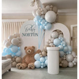 Dusty Blue Balloon Garland Arch Kit With Dusty Blue, Sand White, White Balloons For Boy, Girl, Bear, Baby Shower, Birthday, Gender Reveal, Bridal, Wedding, Party Decorations