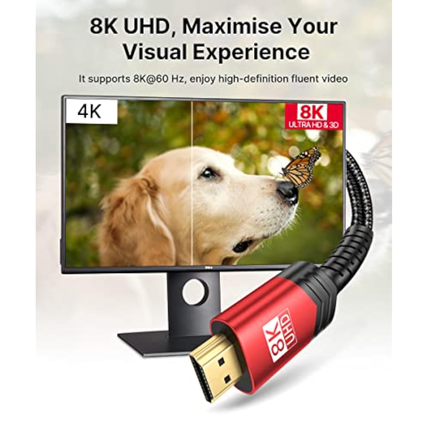 Hdmi Cables 2.1 2 Pack 6Ft, 48Gbps 8K & 4K Ultra High Speed Hdmi Braided Cord,