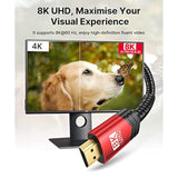 Hdmi Cables 2.1 2 Pack 6Ft, 48Gbps 8K & 4K Ultra High Speed Hdmi Braided Cord,