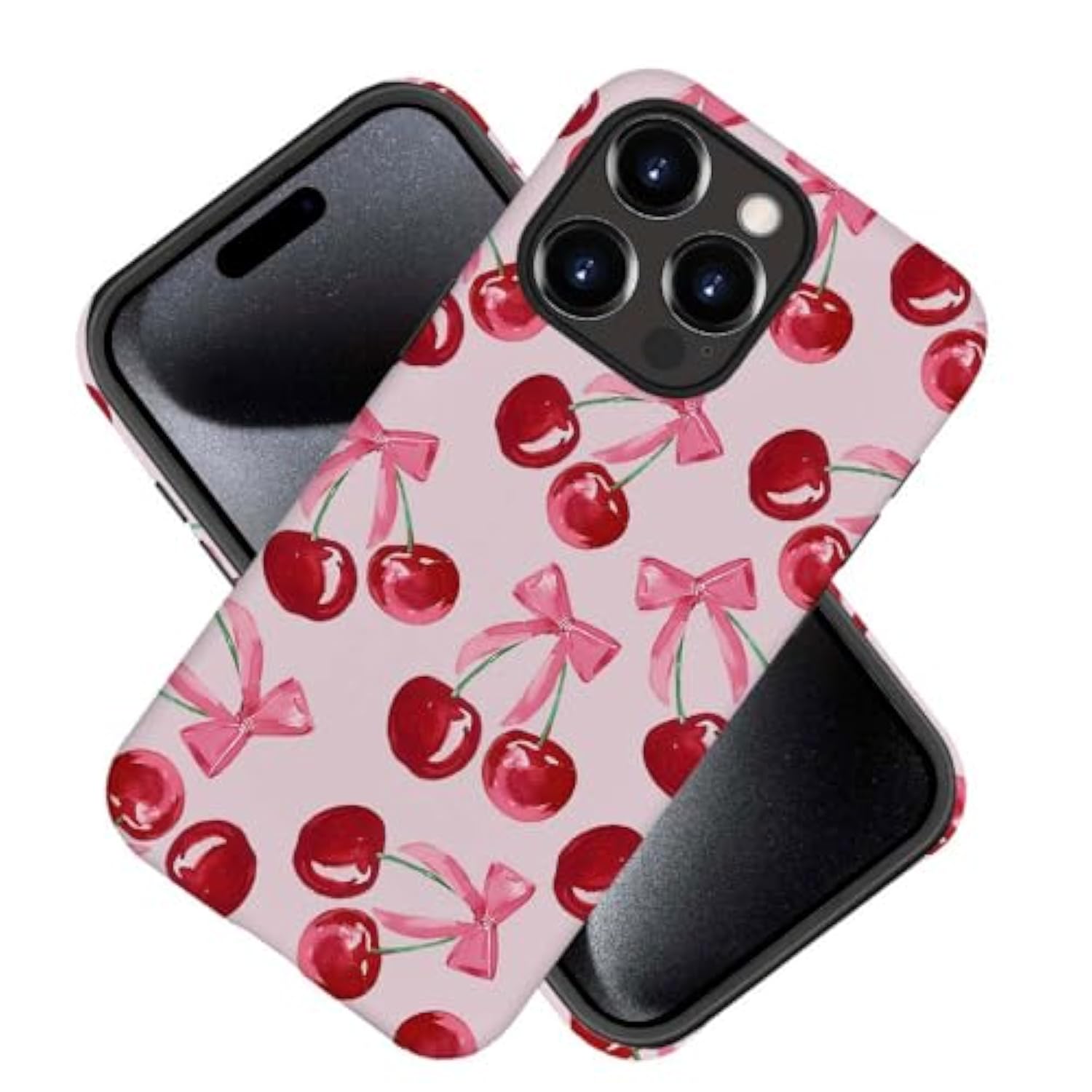 Case Compatible With For Iphone 14 Pro Max,Pink Ribbon Bow Cherry Colorful Phone Case For Iphone 14 Pro Max For Girl Women Boy Men