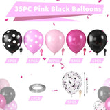 Pink And Black Balloons, Hot Pink Balloons Pink White Dots Black White Dots Balloon With Black Pink Confetti Balloon For Girls Women Birthday Baby Bridal Shower Wedding Mouse Theme Party Decorations