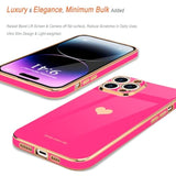 Compatible With Iphone 14 Pro Case For Girl Women Cute Love-Heart Luxury Bling Soft Back Cover Raised Camera Protection Bumper Silicone Shockproof Phone Case For Iphone 14 Pro, Hot Pink