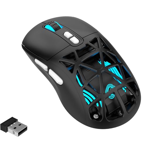 Wireless Gaming Mouse,Rechargeable Rgb Programmable Macro Mouse,10000 Dpi,Tri-Mode 2.4Ghz/Bt 5.0 With Wired,3.7V 500Mah Built-In Battery For Laptop Desktop Pc Macbook Chromebook - Black