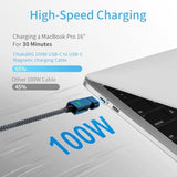 100W 180° Rotation Magnetic Charging Cable, 2 In 1 Usb C To Usb C/Lightnlng Ch