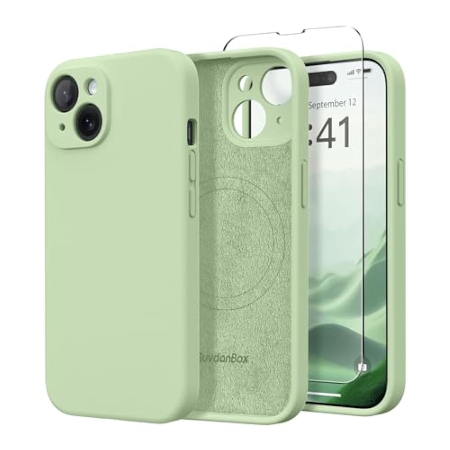 Magnetic For Iphone 14 Case, Compatible With Magsafe, [Full Camera Protection][Screen Protector] Silicone Shockproof Protective Phone Case For Iphone 14 6.1 Inch, Matcha