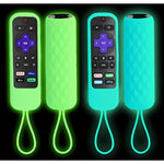2 Pack Silicone Case Compatible For Roku Express/Streaming Stick/Premiere Remote Cover Compatible With Tcl Roku Smart Tv Remote Control Replacement Sleeve Skin Glow In The Dark Blue Green