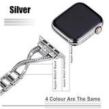 Bands For Apple Watch 38Mm 40Mm 41Mm 42Mm(Series10) Women Series 10 9 8 7 6 5 4 Se Iwatch Band Bling Metal Bracelet Dressy Fancy Cute Strap Silver