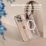 For 16 Pro Max Case Magnetic, Women Clear Glitter Bling Sparkly Case, [3Xdiamond Camera Lens Protectors] [2Xtempered Glass Screen Protectors] [Compatible Magsafe] 6.9"(Glitter Clear)
