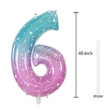 40-Inch Number 6 Foil Balloon for 6th Birthday Party Decor