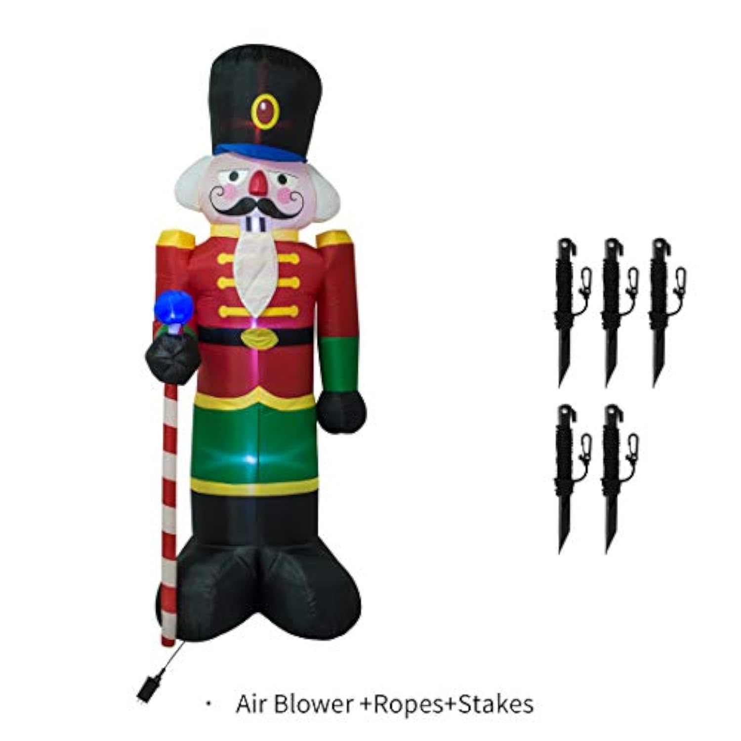8 Feet Christmas Inflatable Nutcracker Soldier Holiday Lighted Blow Up Yard Decoration 8Ft Estaca Nutcracker Inflatable