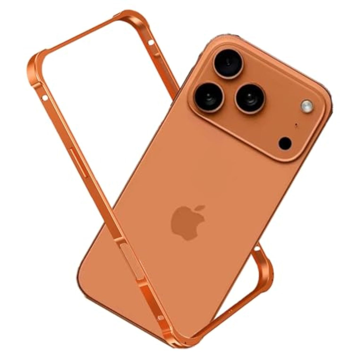 For Iphone 17 Pro Max Bumper Case Metal - No Back Design Compatible With Magsafe Aluminum Backless Edge Frame Fast Heat Dissipation Shockproof Slim Thin Protection Case For Iphone 17 Pro Max (Orange)