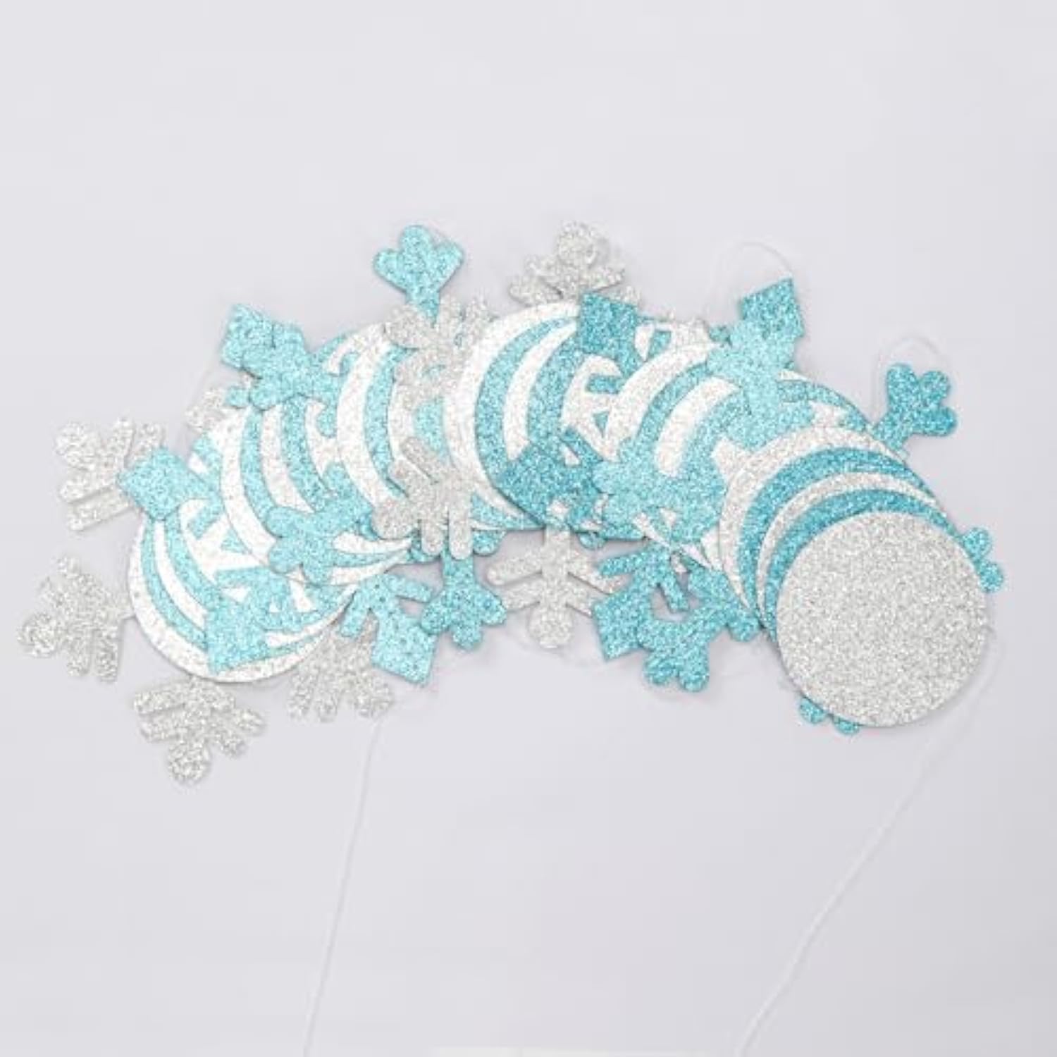 Snowflake-Snow Teal-Silver Christmas Party-Decorations Garland - 58Ft White Winter Wonderland Frozen Hanging Paper Streamers Banner,Birthday Wedding Baby Bridal Shower New Year Supplies Decor