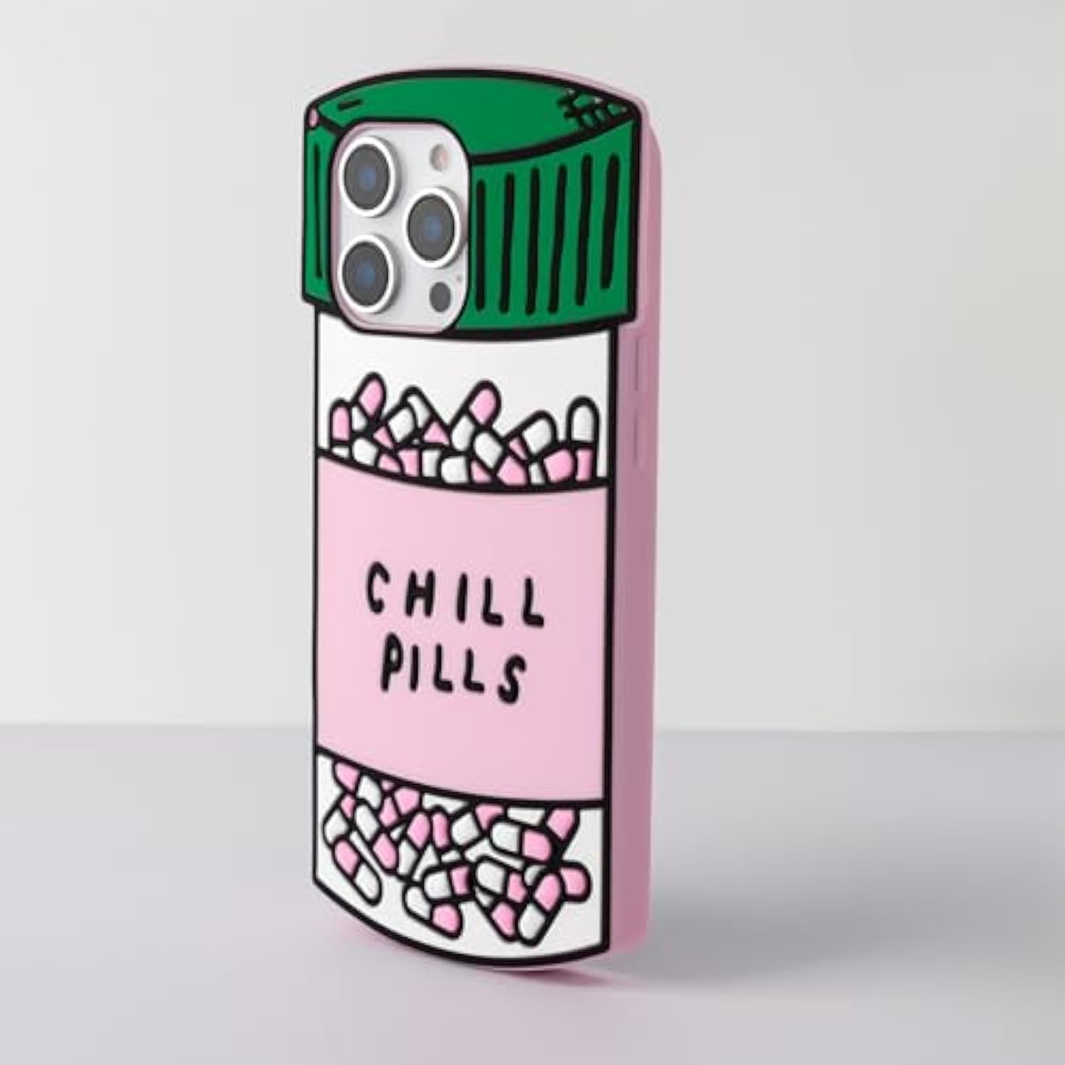 Cute Case Compatible With Iphone 16 Pro Max Chill Pills Case, Girly Capsule Bottle Shape, 3D Soft Silicone Heavy Duty Protection Shockproof Cases Cover For Girls Women