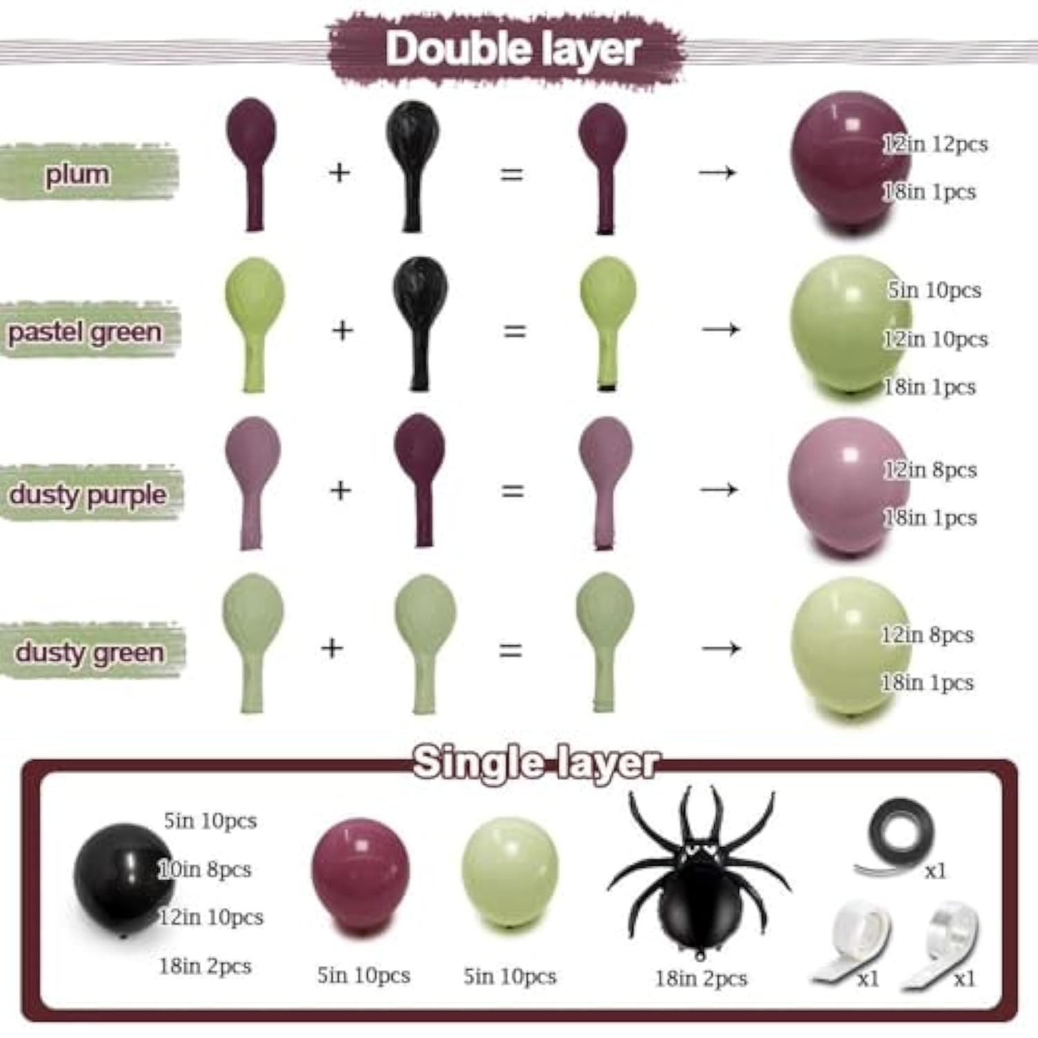 Halloween Balloon Garland Kit: Purple, Green, Black, Spider Foil Balloons
