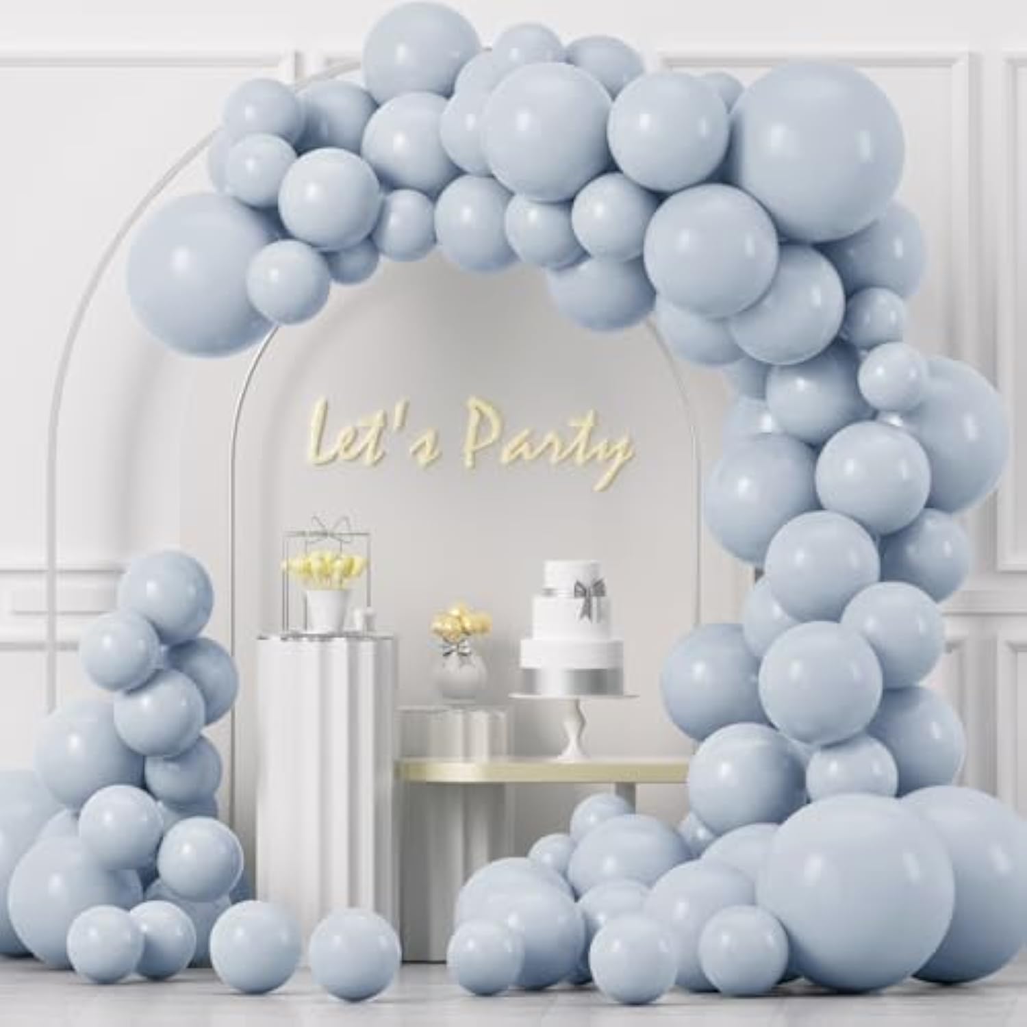Gray Balloons Garland Arch Kit, 100Pcs 18In 12In 10In 5In Pastel Gray Latex Balloons With Glue Dot Strip And Ribbon For Birthday Weddings Anniversary Graduation Party Decorations