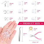Earrings Hooks For Jewelry Making, 2000Pcs Kit With Fish Hook Earrings, Cards, Plier, Backs And Jump Ring For Earring Repair