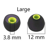 12Pcs Large Size Replacement Eartips Eargels Earpads Ear Tips Gels Bud For Powerbeats Pro, Beatsx, Senso, Tozo, Sony & Other Inner Hole 3.8Mm Earbud In-Ear Headphones,Black-Green,L