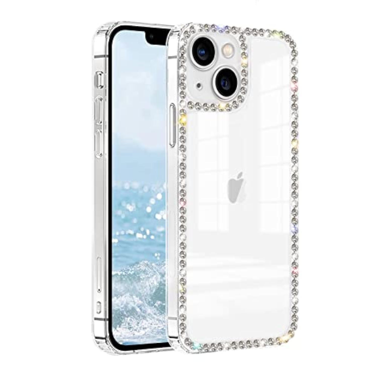 Compatible With Iphone 14 Case Clear Bling Diamond Rhinestone Cute For Girls Women Girly Case Glitter Shiny Sparkle Bumper Design Soft Silicone Luxury Fashion Protective 3D Phone Case
