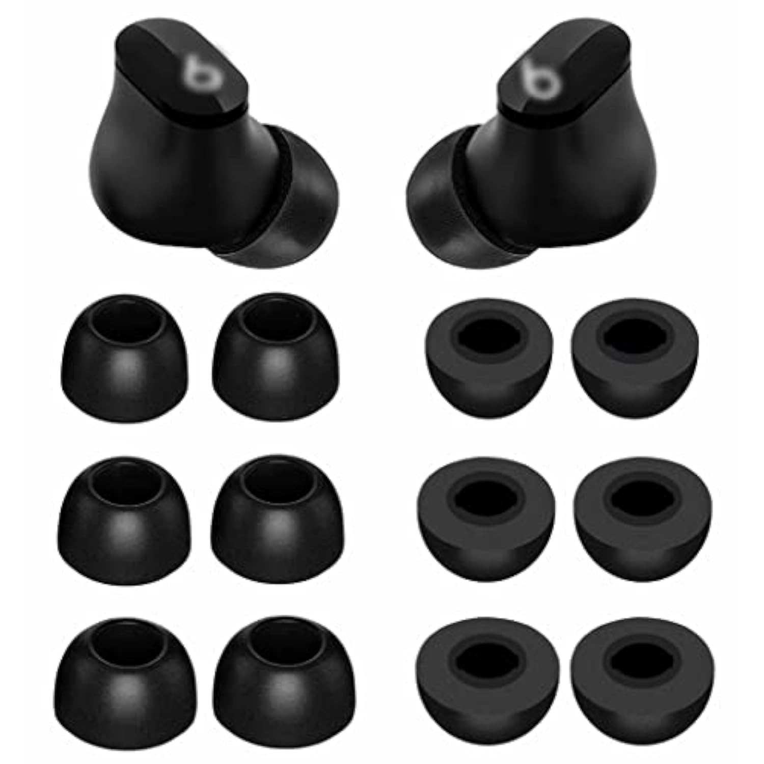 Replacement Memory Foam Compatible With Beats Solo Buds/Fit Pro/Studio Buds + Ear Tips, 6 Pairs S/M/L Cancel Noise Fit In Case Comfortable No Silicone Pain For Beat Studio Buds - Foam Black
