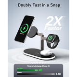 4 In 1 Wireless Charging Station For Apple Magsafe Charger,Fast Charging Magnetic Wireless Charger Stand With Night Light For Iphone 16 15 14 13 12 Series,Apple Watch,Airpods Pro 2 3 4 (Black)