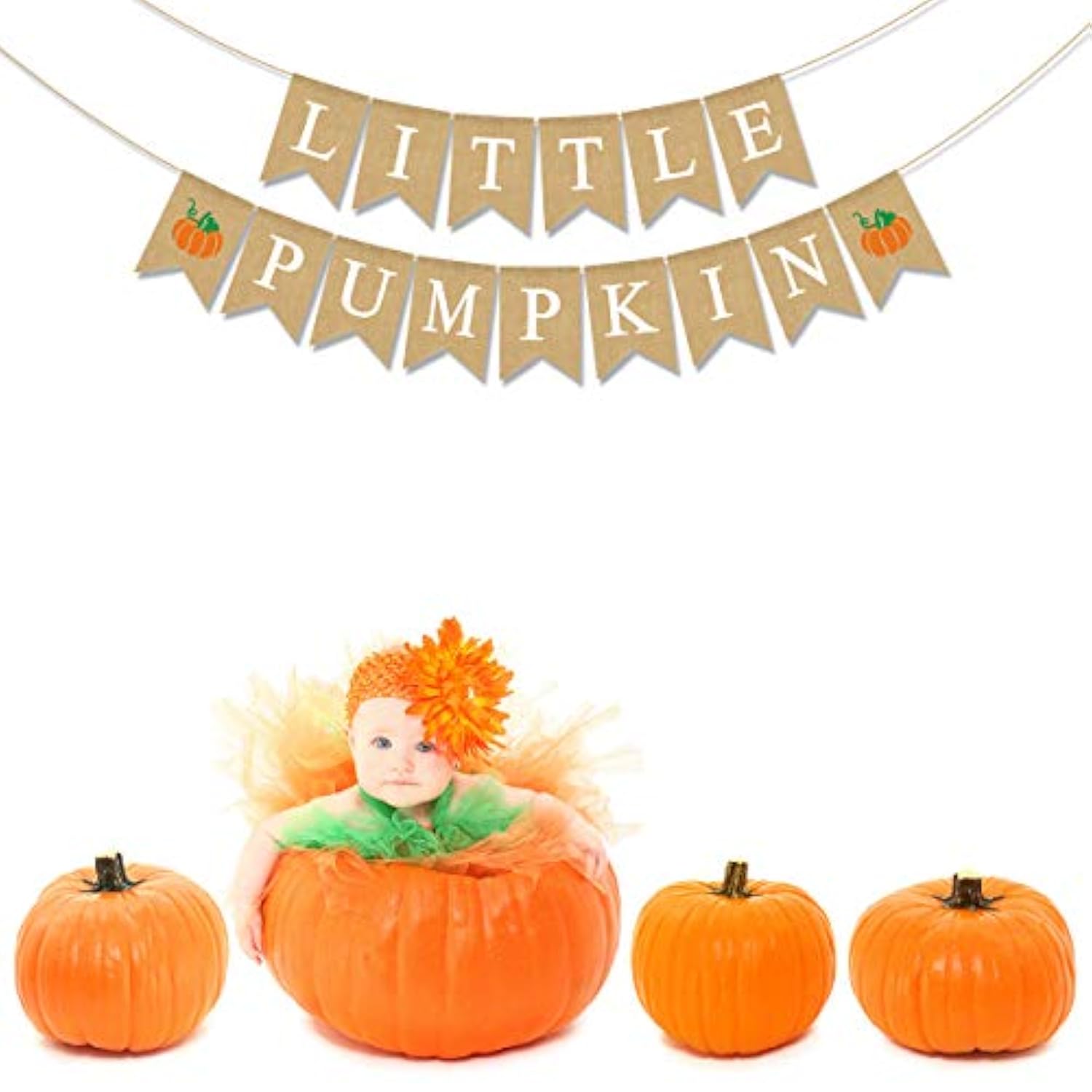 Jute Burlap Little Pumpkin Banner Fall Baby Shower Birthday Decoration