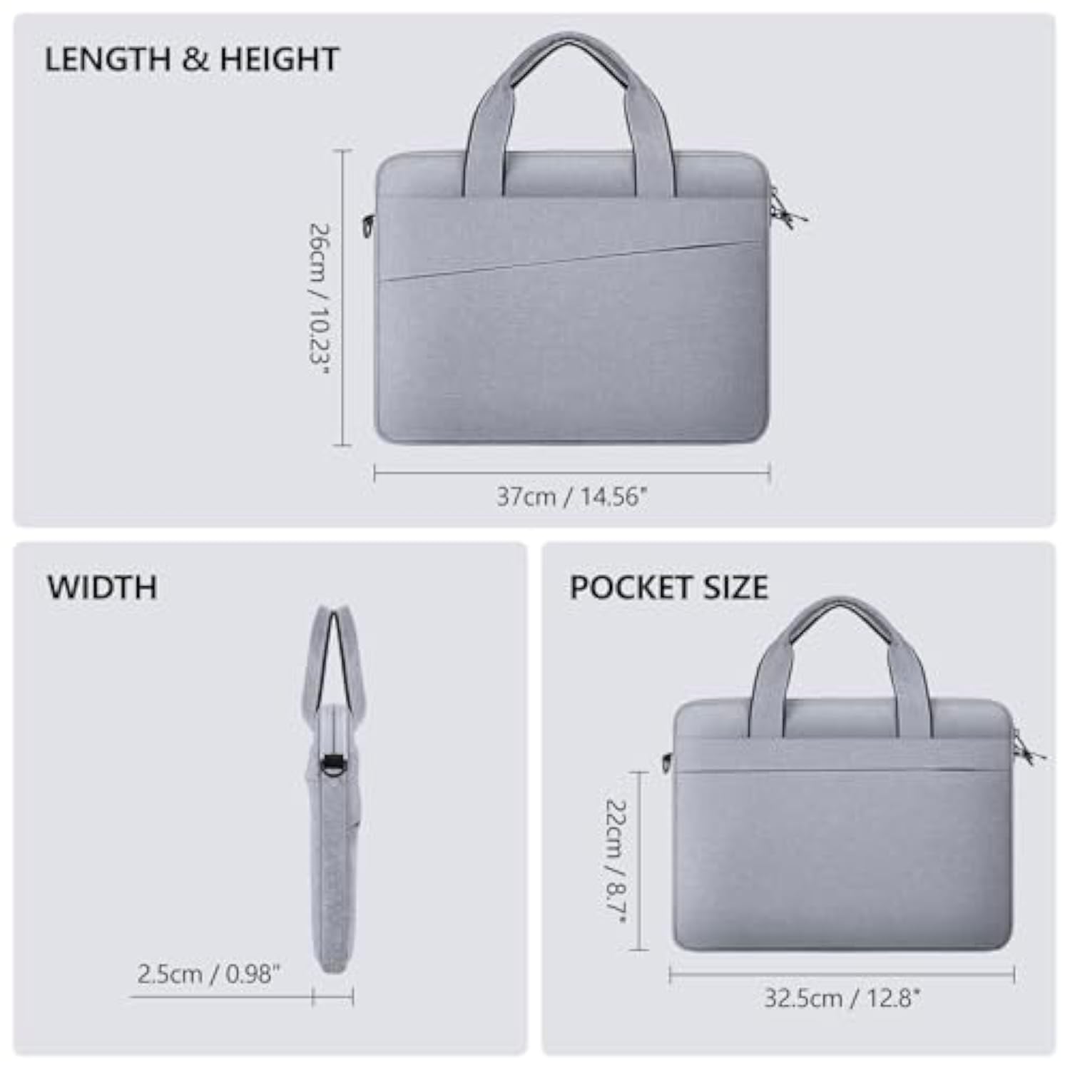 15 Inch Laptop Sleeve Bag For 15 Inch Macbook Laptop Computer Notebook, Protective Polyester Laptop Shoulder Case Cover Carrying Bag With Handle, Gray